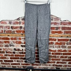 Vintage Nannette Keller Pants Size Small Grey Linen Elastic Waist Lagenlook USA